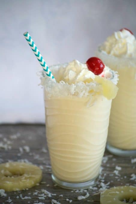 A cold, refreshing taste of the tropics in each sip of these Pina Colada Milkshakes.