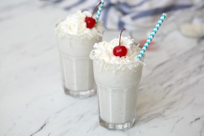 A cold, refreshing taste of the tropics in each sip of these Pina Colada Milkshakes.