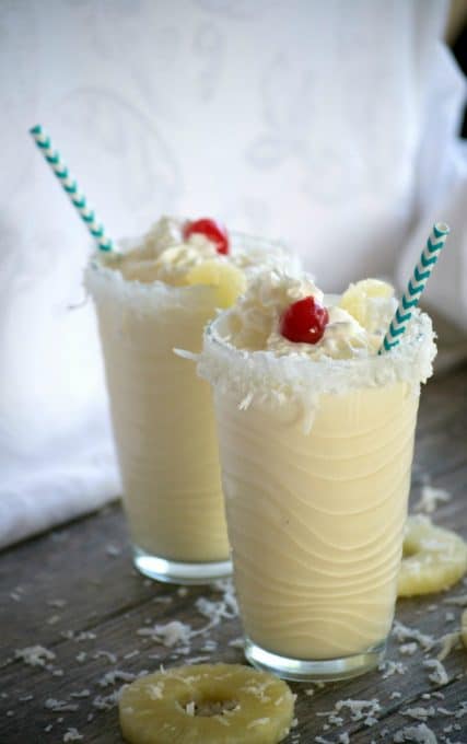 A cold, refreshing taste of the tropics in each sip of these Pina Colada Milkshakes.