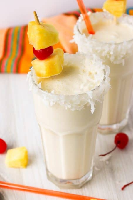Milkshakes with rum, pineapple, ice cream and cream of coconut.