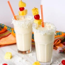 Milkshakes with rum, pineapple, ice cream and cream of coconut.