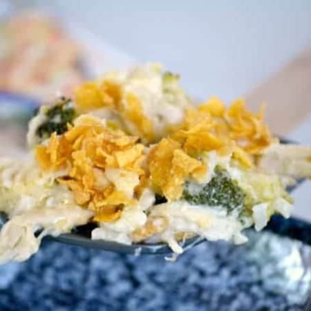 This Cheesy Chicken, Broccoli and Rice Casserole has cheese, broccoli, rice and uses a rotisserie chicken, making it an easy dinner for a busy weeknight!