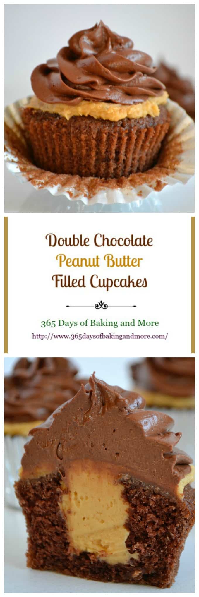 Double Chocolate Peanut Butter Filled Cupcakes