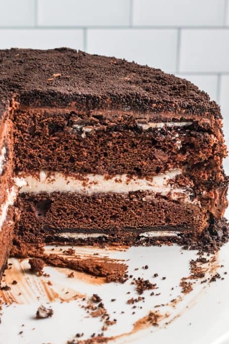 Chocolate Cake with Oreos inside.