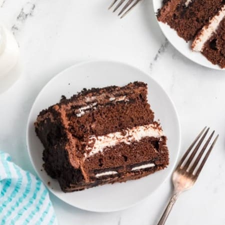 Slice of cake with Oreos