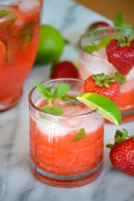 Fresh strawberries give the classic mojito a refreshing twist. These Strawberry Mojitos will be your new favorite drink of summer!