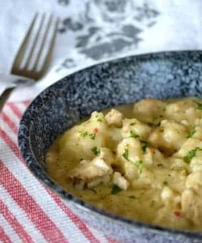 Chicken 'N' Dumplins - diced chicken in a flavorful broth topped with mounds of buttermilk dumplins. This is southern cooking comfort food at its' finest.