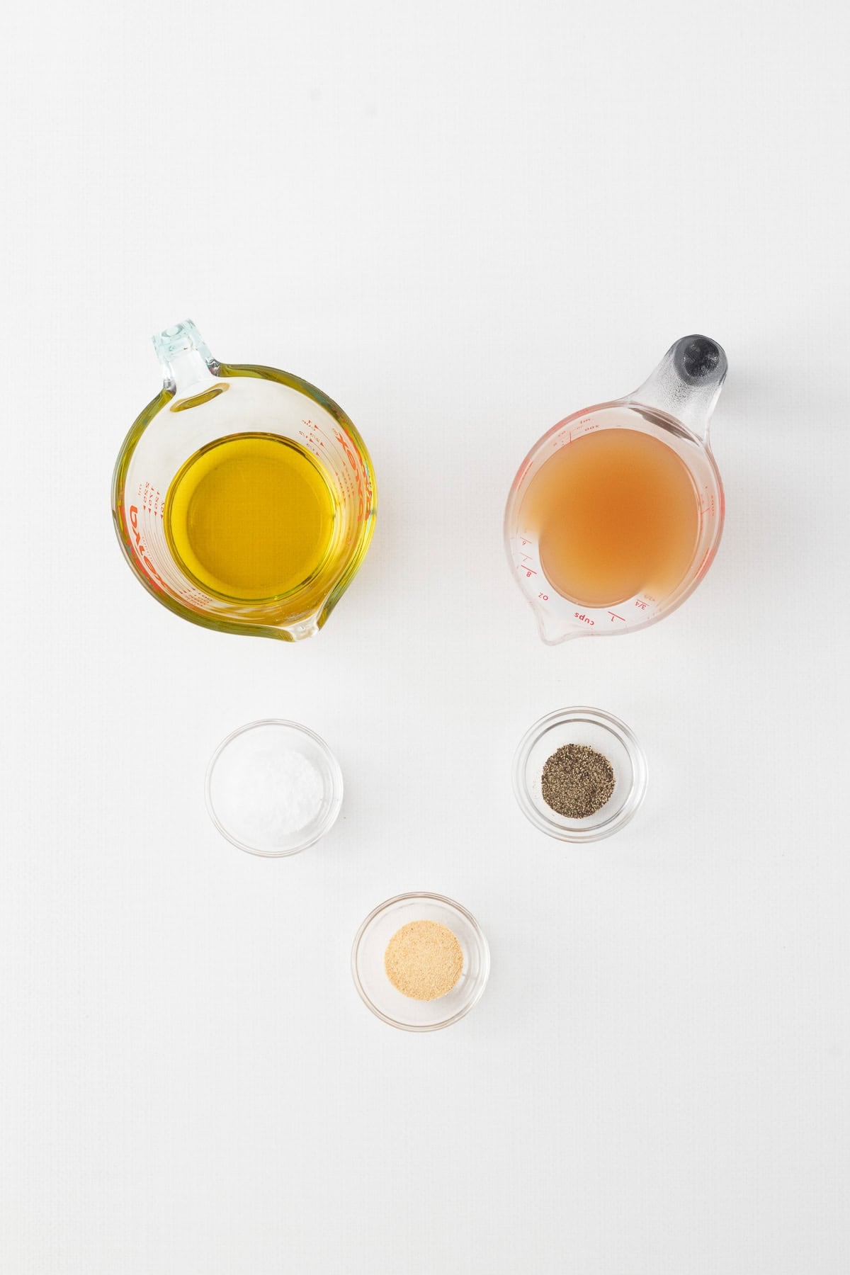 Vinaigrette ingredients for Three Bean Salad Dressing.