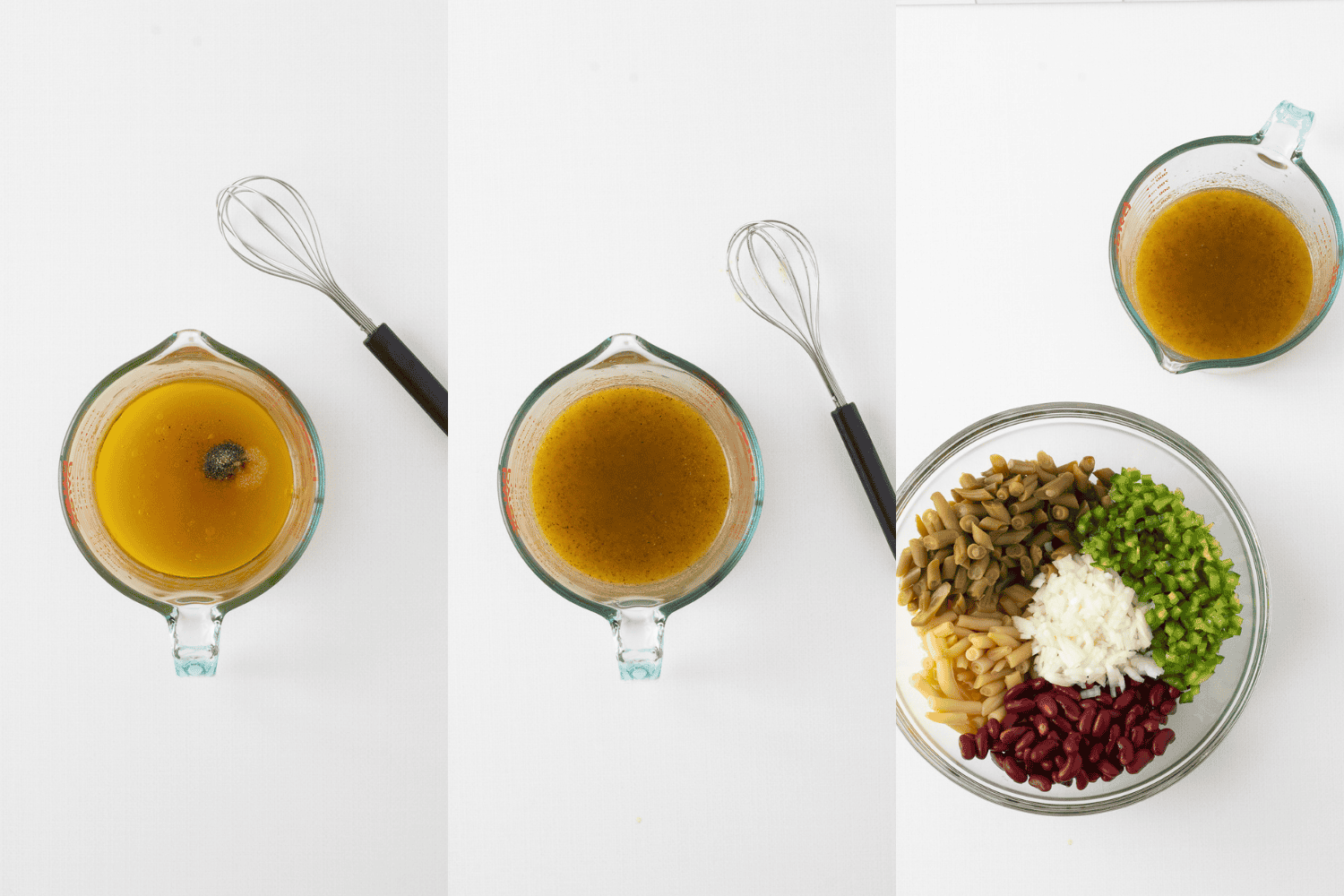 Process photos for making Three Bean Salad