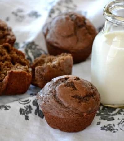 Chocolate Banana Muffins - when chocolate collides with banana, the perfect morning muffin is created. It’s one even a monkey would love!