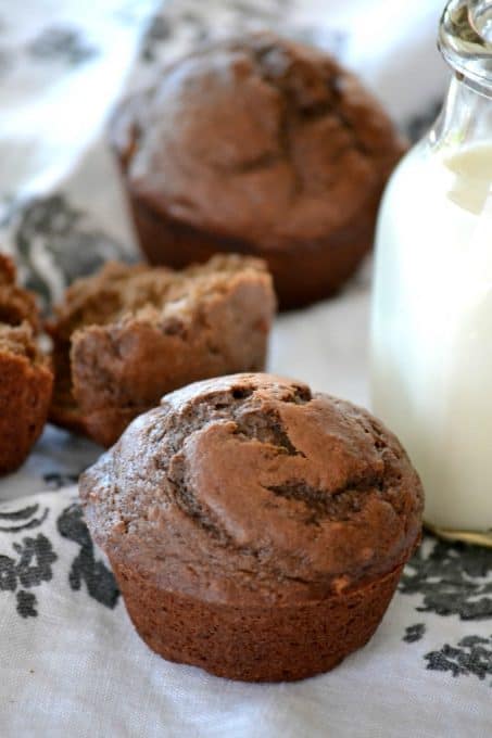 Chocolate Banana Muffins - when chocolate collides with banana, the perfect morning muffin is created. It’s one even a monkey would love!