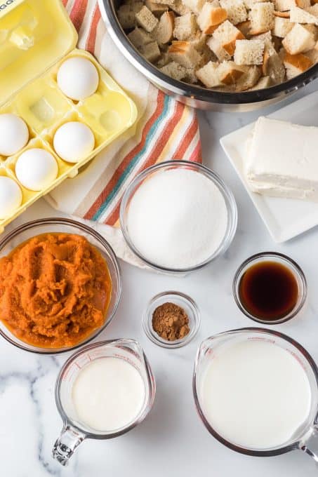 Ingredients for Pumkin Baked French Toast.