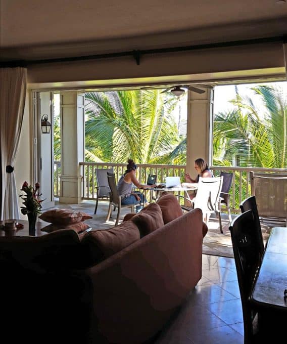 Open lanai doors at The Villas at PoipuKai on Kauai, HI