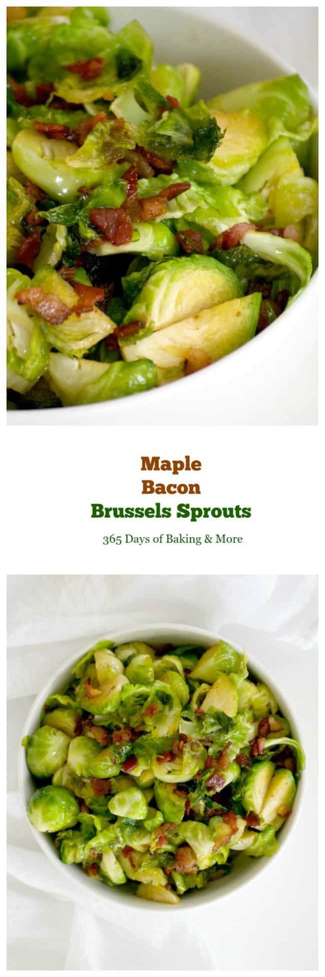 These Maple Bacon Brussels Sprouts are Brussels sprouts cooked in a skillet with bacon, some brown sugar and maple syrup. This is a great side dish to serve with any dinner and will convert your Brussels sprouts hater.