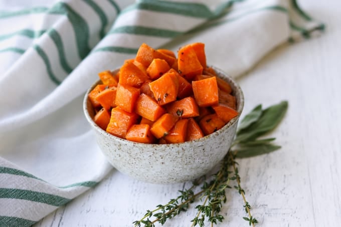 Sweet potatoes with maple syrup.