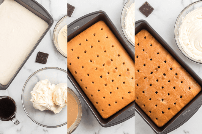 Process photos for Tiramisu Cake.
