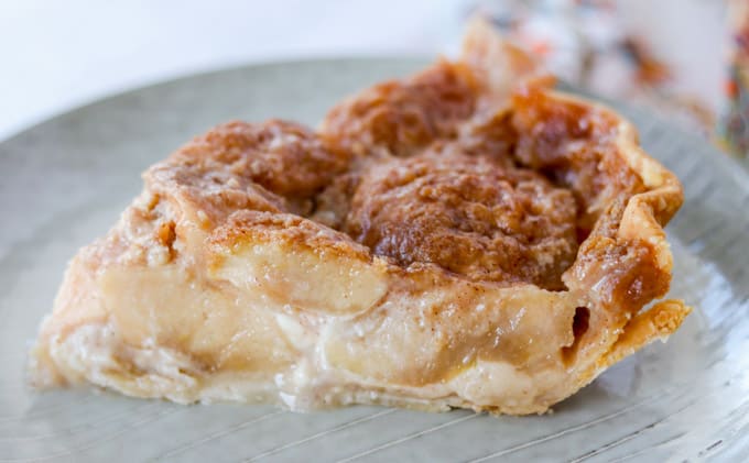A slice of apple pie. A slice of Apple Cream Pie.