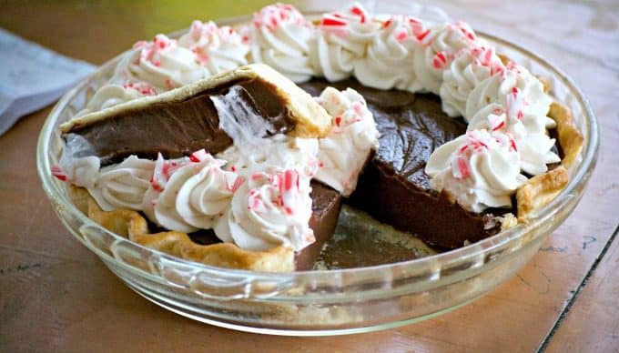 This Chocolate Peppermint Cream Pie is sure to be a big crowd pleaser during the holidays with its' smooth creamy chocolate filling and McCormick Pure Peppermint Extract. Santa might even choose this over cookies!