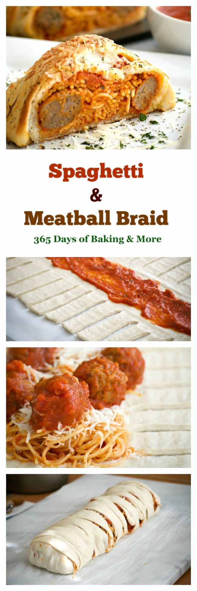 This Spaghetti and Meatball Braid is a new twist on good ol' comfort food - spaghetti and meatballs in pizza dough! It's a fun new way to feed the family.