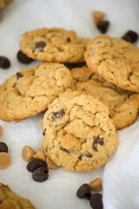These Double Peanut Butter Oatmeal Chocolate Chip Cookies are bursting with peanut butter flavor and just a hint of chocolate. The perfect midnight snack!