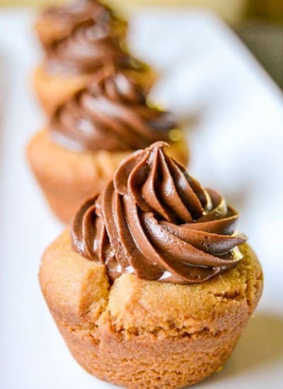 Chocolate frosted peanut butter cookie cups.