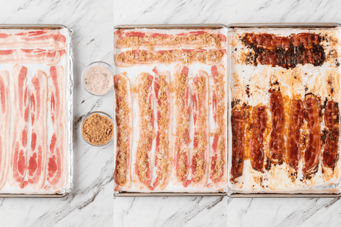 Process photos for Sweet and Spicy Bacon.