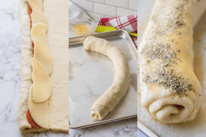 Process photos for Pepperoni Bread