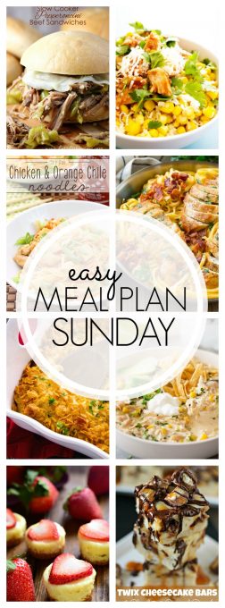 With Easy Meal Plan Sunday Week 87 - six dinners, two desserts, a breakfast and a healthy menu option will help get the week's meal planning done quickly!