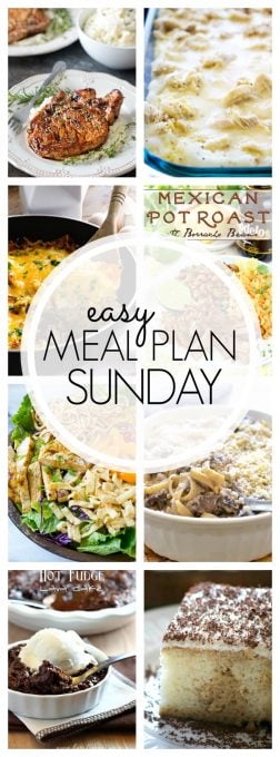 With Easy Meal Plan Sunday Week 84 - six dinners, two desserts, a breakfast and a healthy menu option will help get the week's meal planning done quickly!