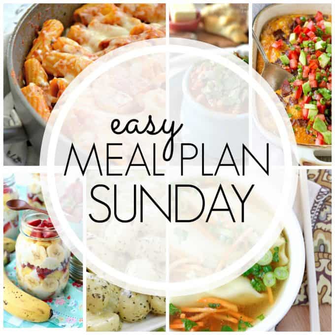 With Easy Meal Plan Sunday Week 86 - six dinners, two desserts, a breakfast and a healthy menu option will help get the week's meal planning done quickly!