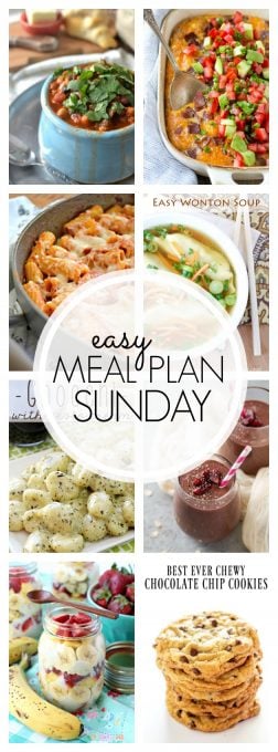 With Easy Meal Plan Sunday Week 86 - six dinners, two desserts, a breakfast and a healthy menu option will help get the week's meal planning done quickly!