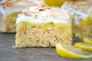 These Lemon Meringue Rice Krispie Treats with their lemony Rice Krispies crust, fresh lemon curd and toasted meringue will make you swoon and ask for more!