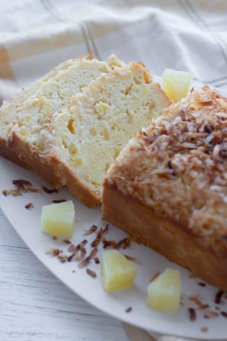 A loaf of bread made wit pineapple tidbits.