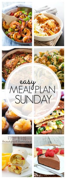 With Easy Meal Plan Sunday Week 88 - six dinners, two desserts, a breakfast and a healthy menu option will help get the week's meal planning done quickly!