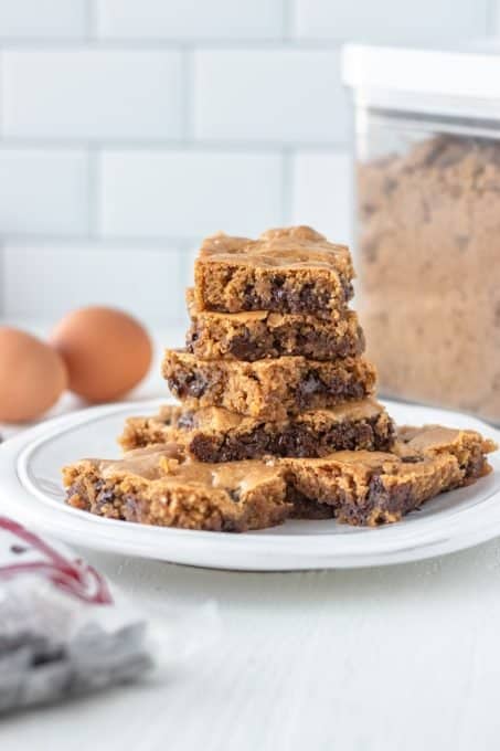 Brownies made with brown sugar and chocolate chips.