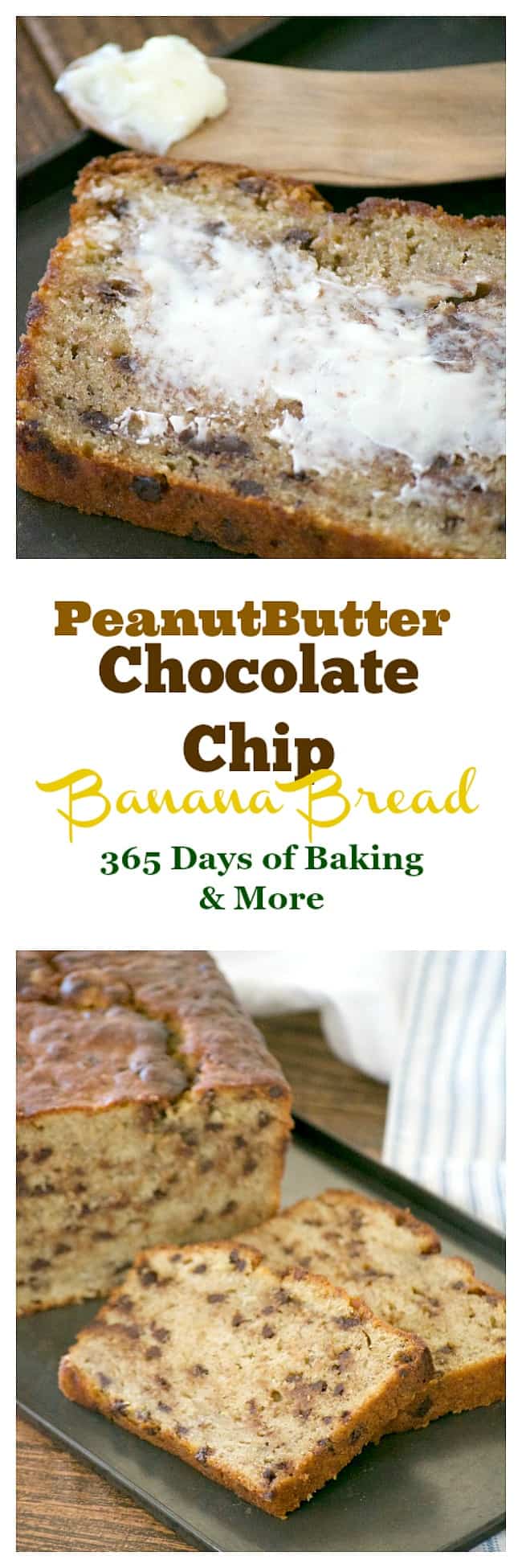 Better than regular banana bread, this easy and delicious Peanut Butter Chocolate Chip Banana Bread will bring you back to Grandma's kitchen and beyond!