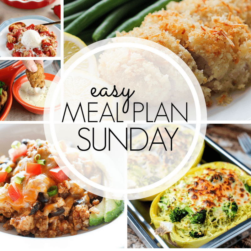 With Easy Meal Plan Sunday Week 98 - six dinners, two desserts, a breakfast and a healthy menu option will help get the week's meal planning done quickly!