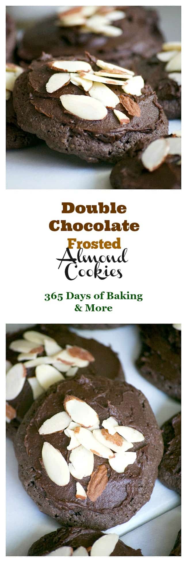 These Double Chocolate Frosted Almond Cookies, made with Fair Trade products are sure to satisfy any chocolate craving. Almond paste, sliced almonds, double chocolate chips and chocolate frosting make these cookies very hard to resist! Make them and help support Fair Trade communities. 