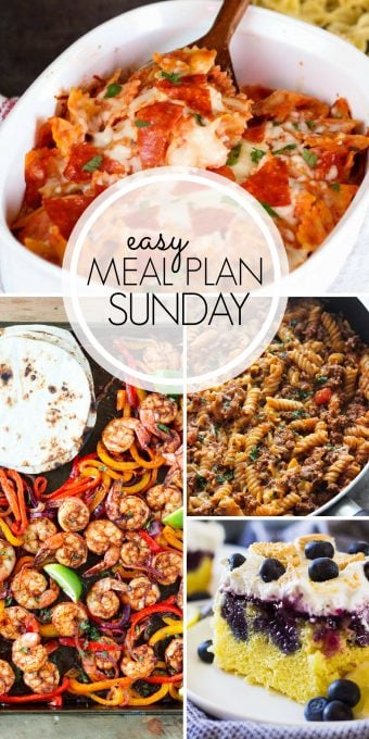 With Easy Meal Plan Sunday Week 100 - six dinners, two desserts, a breakfast and a healthy menu option will help get the week's meal planning done quickly!