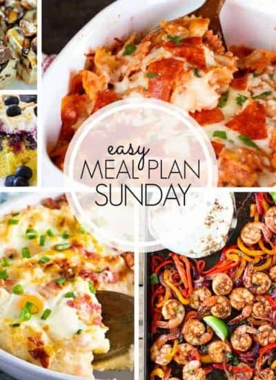 With Easy Meal Plan Sunday Week 100 - six dinners, two desserts, a breakfast and a healthy menu option will help get the week's meal planning done quickly!