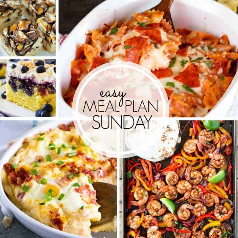 With Easy Meal Plan Sunday Week 100 - six dinners, two desserts, a breakfast and a healthy menu option will help get the week's meal planning done quickly!