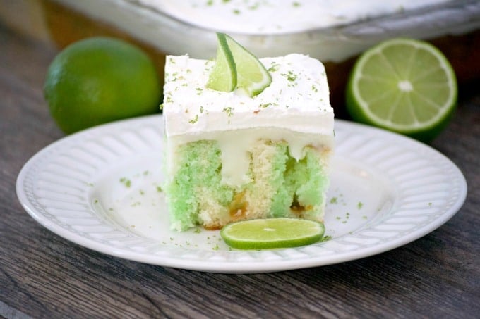Key Lime Creme Poke Cake is THE perfect desert to top off your Cinco de Mayo party. It's SO easy to put together and is full of flavor. Lime lovers rejoice!