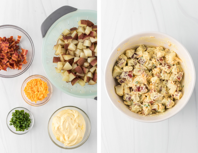 Process photos for Loaded Red Potato Salad.