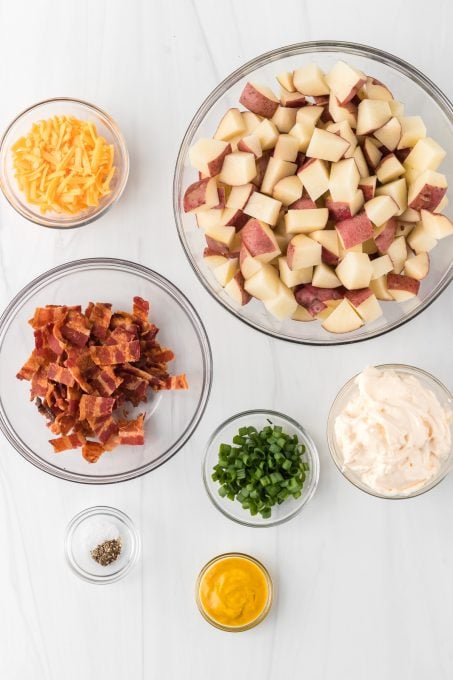 Loaded Red Potato Salad ingredients.