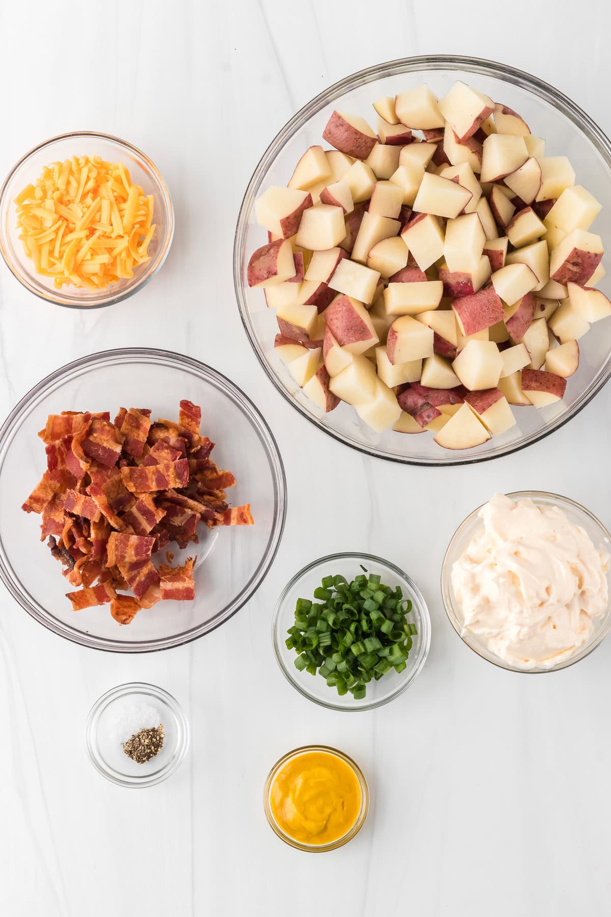 Loaded Red Potato Salad ingredients.