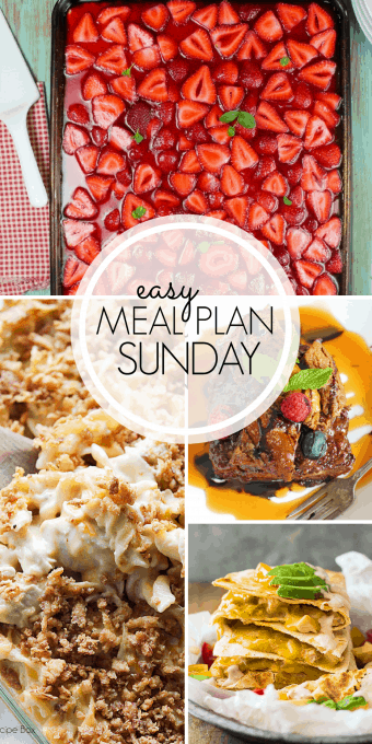 With Easy Meal Plan Sunday Week 104 - six dinners, two desserts, a breakfast and a healthy menu option will help get the week's meal planning done quickly!