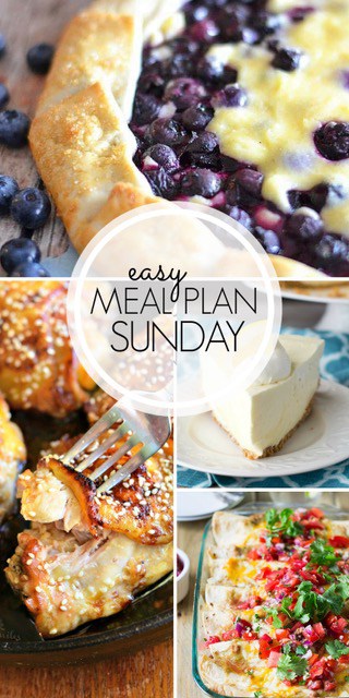 With Easy Meal Plan Sunday Week 103 - six dinners, two desserts, a breakfast and a healthy menu option will help get the week's meal planning done quickly!