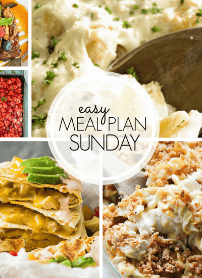 With Easy Meal Plan Sunday Week 104 - six dinners, two desserts, a breakfast and a healthy menu option will help get the week's meal planning done quickly!