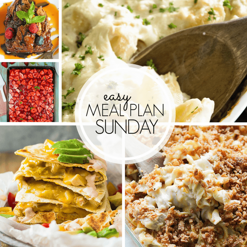 With Easy Meal Plan Sunday Week 104 - six dinners, two desserts, a breakfast and a healthy menu option will help get the week's meal planning done quickly!