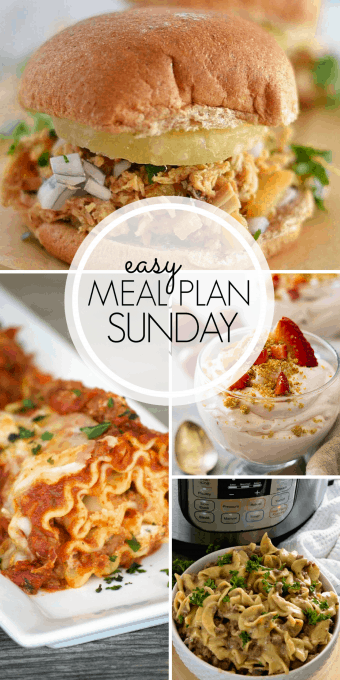 With Easy Meal Plan Sunday Week 101 - six dinners, two desserts, a breakfast and a healthy menu option will help get the week's meal planning done quickly!